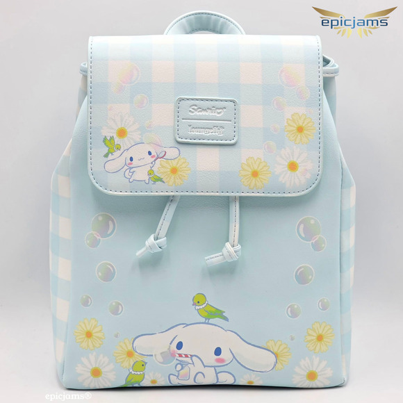 Loungefly Sanrio Cinnamoroll Daisy Gingham Blue Slouch Mini Backpack Bag New - Picture 1 of 6